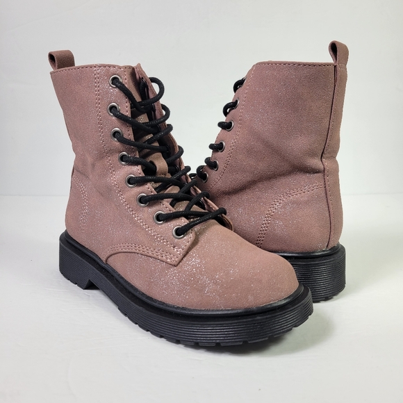 Steve Madden Other - Steve Madden Girls Mauve Pink Shimmer Side Zip Up Boots Sz 12M